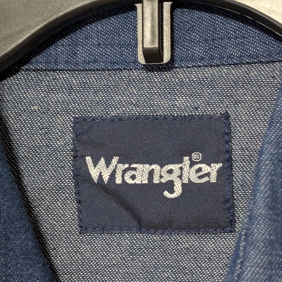 NWT Wrangler Mexican Flag Western Snap Button Indigo Denim Shirt Size Medium - Picture 9 of 11